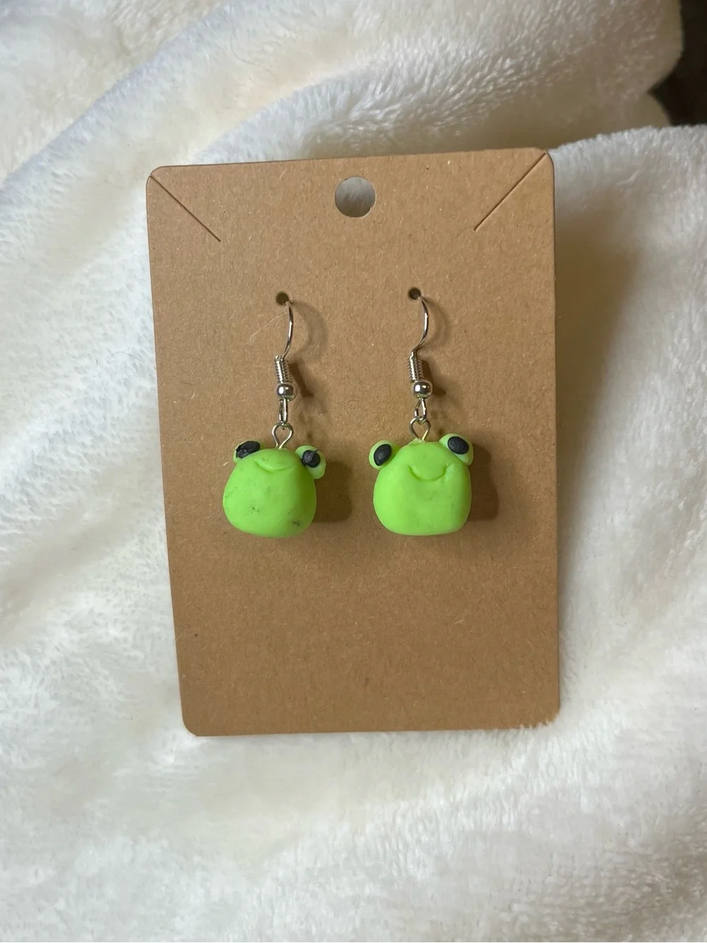 Handmade Polymer Clay 3D Frog Earrings